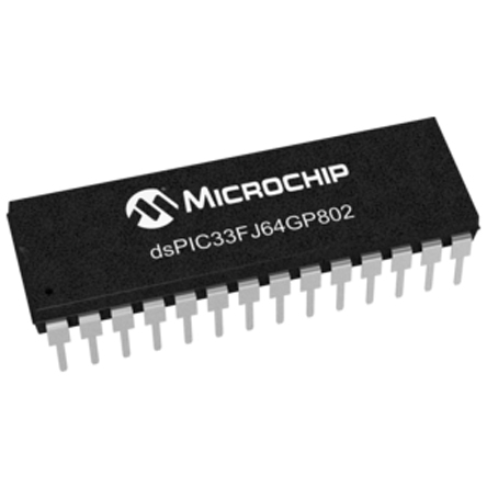 DSPIC33FJ64GP802-I/SP Microchip, 16bit Digital Signal Processor 40MIPS 64 kB Flash 28-Pin SPDIP