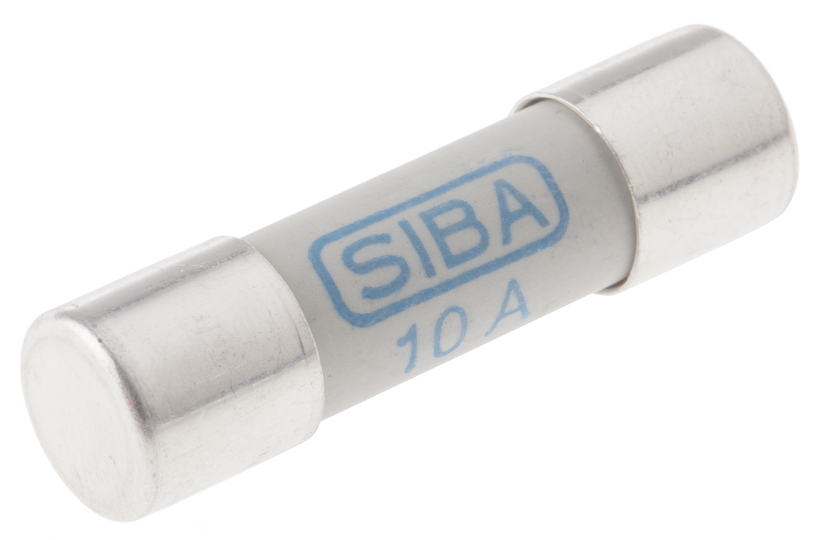 SIBA 10A Ceramic Cartridge Fuse, 10 x 38mm