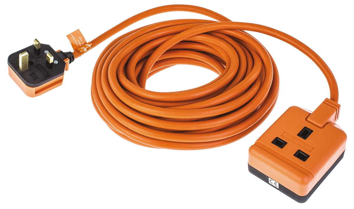 RS PRO 10m 1 Socket Type G - British Extension Lead
