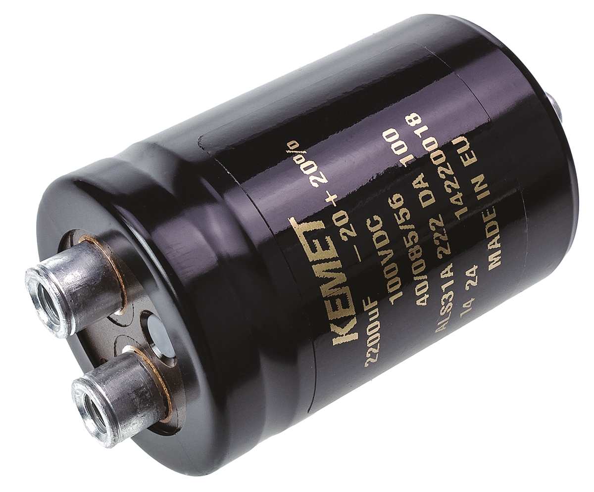 KEMET 2200μF Aluminium Electrolytic Capacitor 100V dc, Screw Terminal - ALS31A222DA100