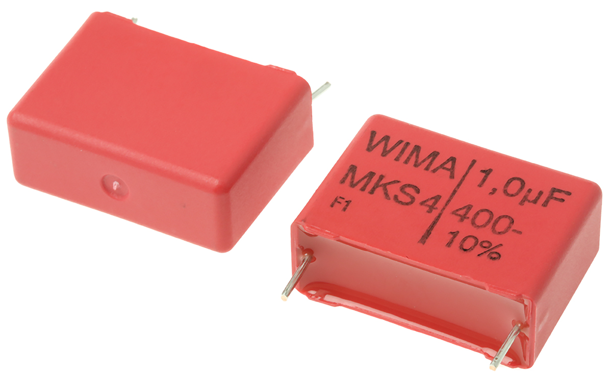 WIMA MKS4 Polyester Film Capacitor, 200 V ac, 400 V dc, ±10%, 1μF, Through Hole