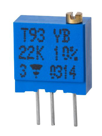 100kΩ, Through Hole Trimmer Potentiometer 0.5W Top Adjust Vishay, T93