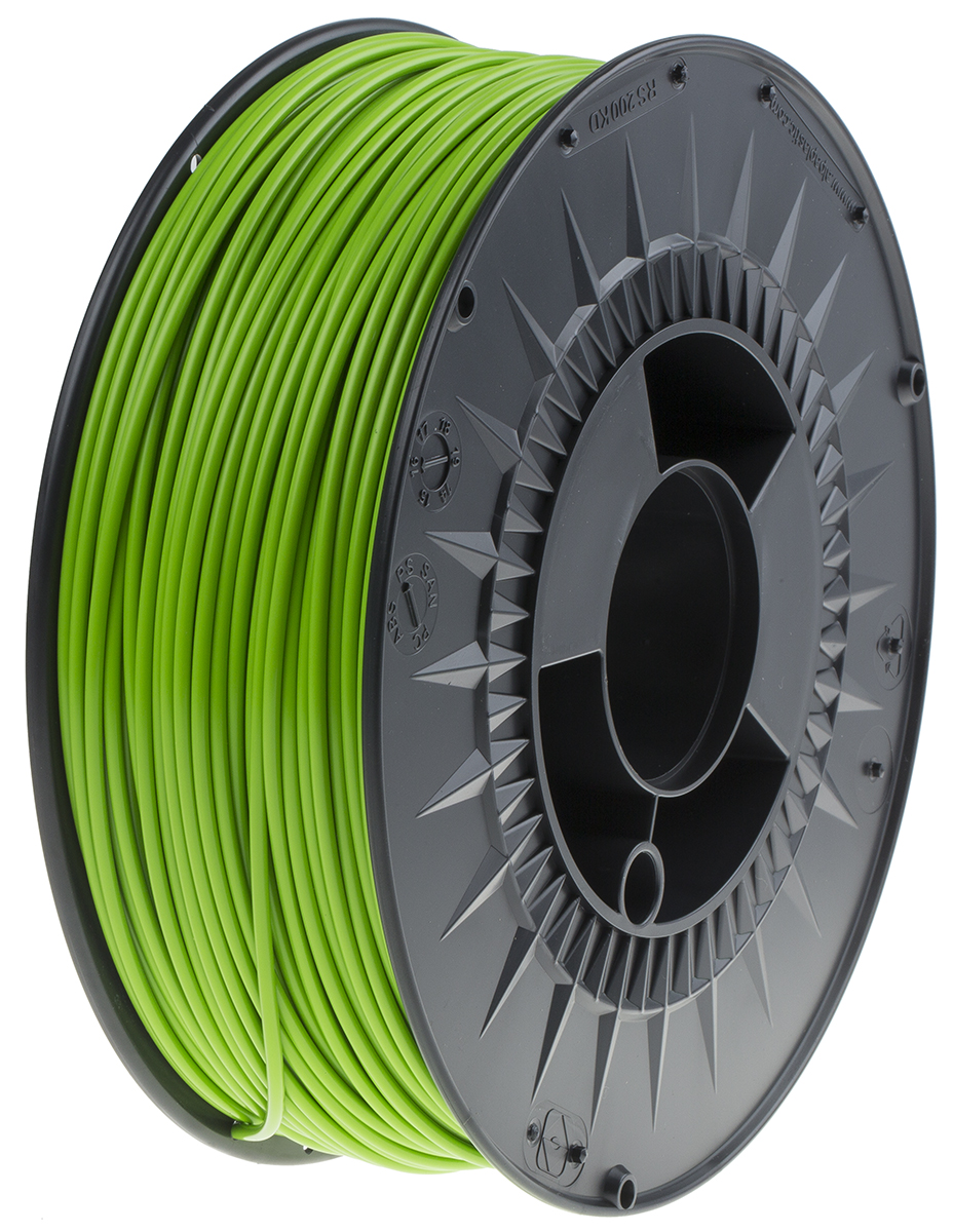 RS PRO 2.85mm Green PLA 3D Printer Filament, 1kg