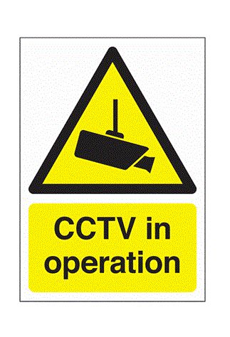 RS PRO Black, White, Yellow Polypropylene CCTV Sign, CCTV in Operation, English, Ideal to Warning the Public that CCTV