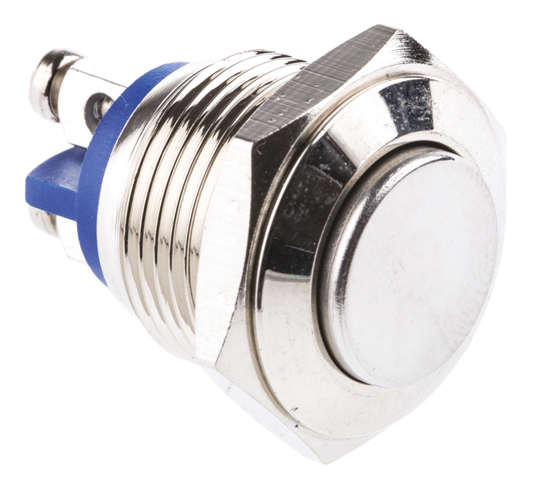 EOZ Push Button Switch, Momentary, Panel Mount, 16.2mm Cutout, SPST, 48 V dc, 250V ac, IP65