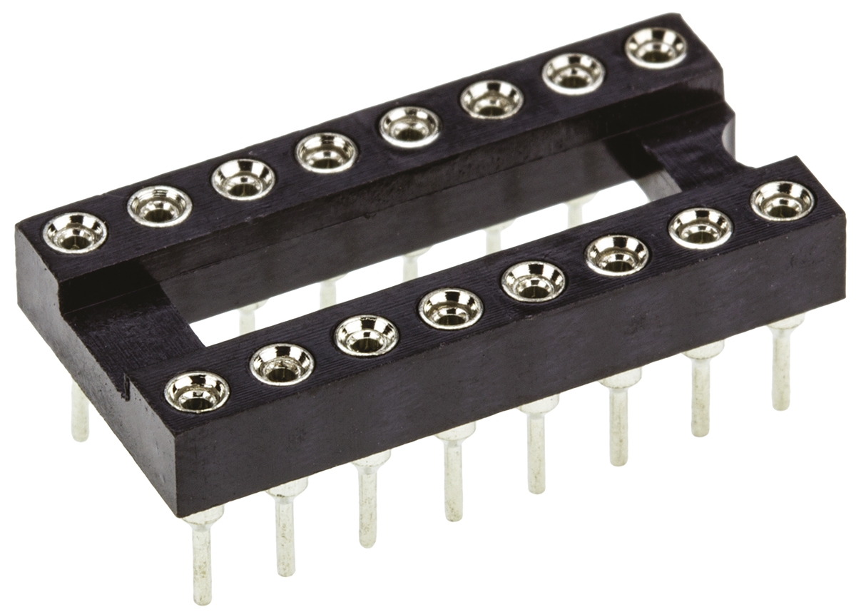 Winslow 2.54mm Pitch Vertical 16 Way, Through Hole Turned Pin Open Frame IC Dip Socket, 5A