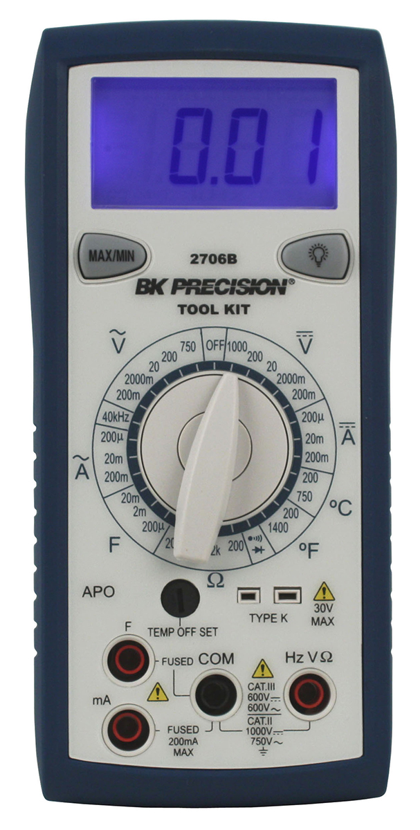 BK Precision BK2706B Handheld Digital Multimeter, 200mA ac Max, 200mA dc Max, 750V ac Max