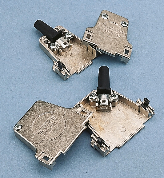 FCT from Molex FMK Series Die Cast Zinc Angled D Sub Backshell, 37 Way, Strain Relief