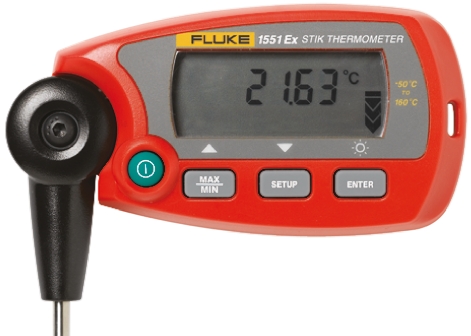 Fluke calibration 1551 Wired Digital Thermometer for Industrial Use, RTD Probe, 1 Input(s), +160°C Max, ±0.05 °C