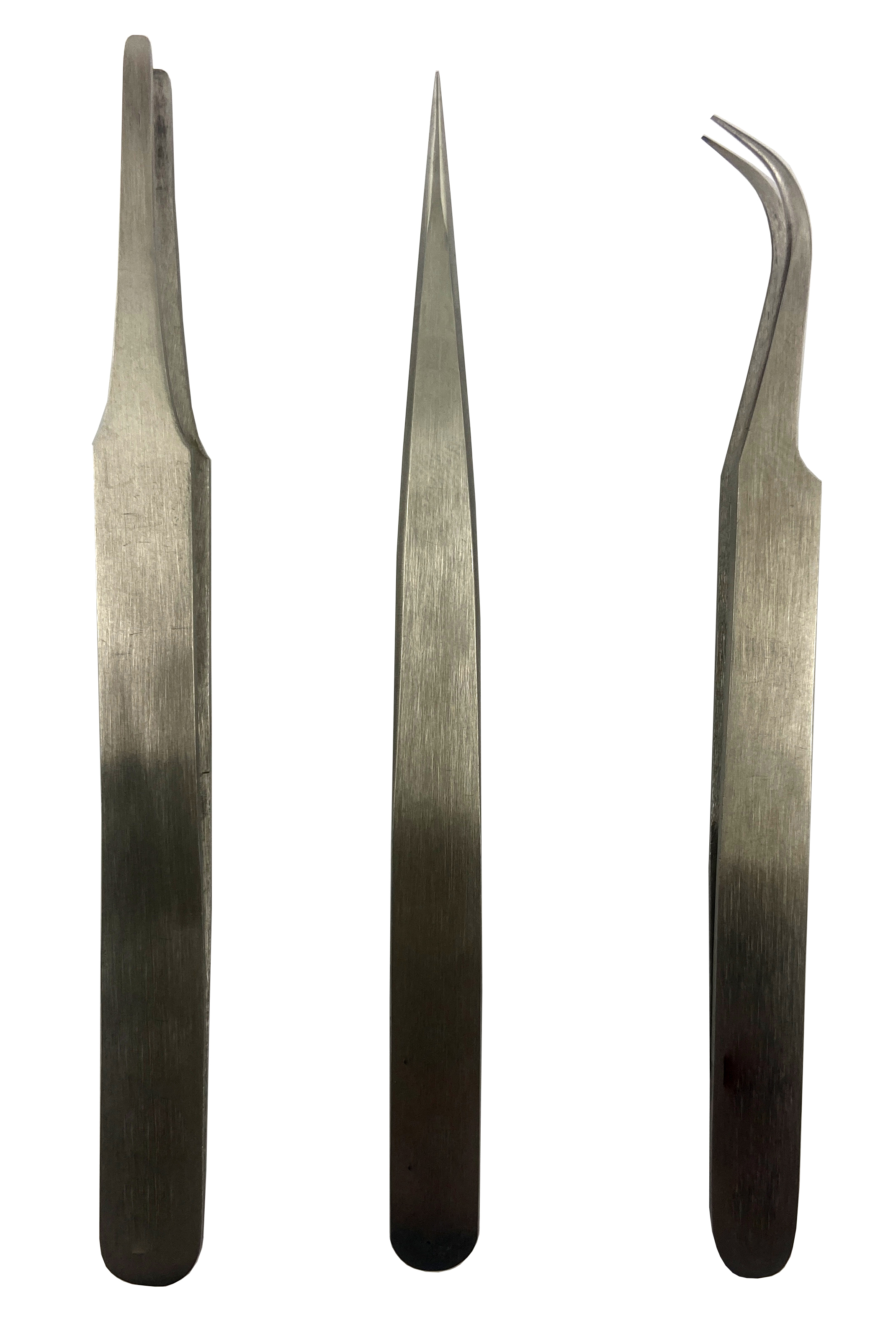 RS PRO 120 mm, Low Carbon Austenitic Steel, Bent; Flat; Rounded, Tweezer Set