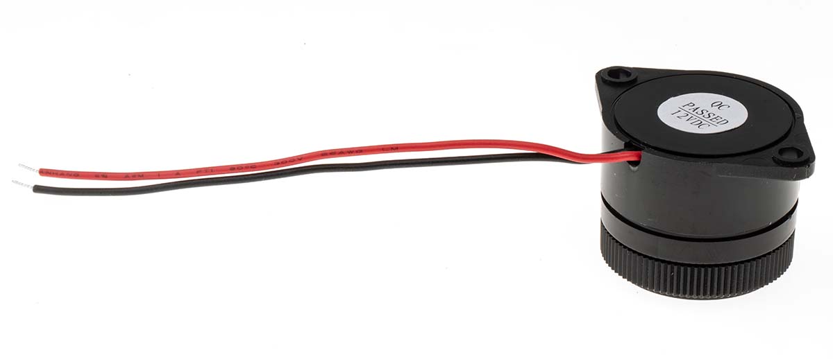 RS PRO 95dB Panel Mount Continuous Internal Piezo Buzzer, 29.5 (Dia.) x 24.5mm, 1.5V dc Min, 16V dc Max