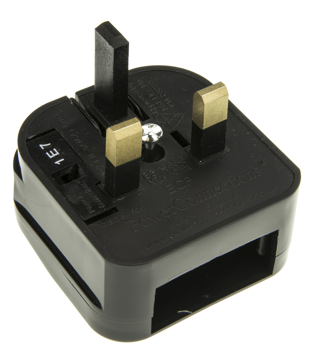 PowerConnections Europe to UK Mains Connector Converter, Rated At 3A
