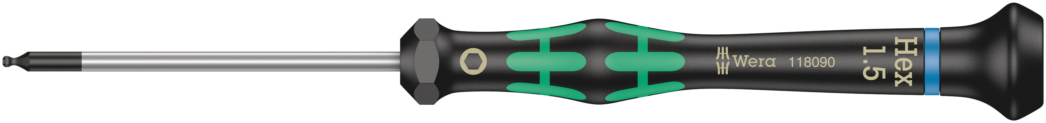 Wera Ball End Hexagon Precision Screwdriver, 1,5 mm Tip, 60 mm Blade, 157 mm Overall