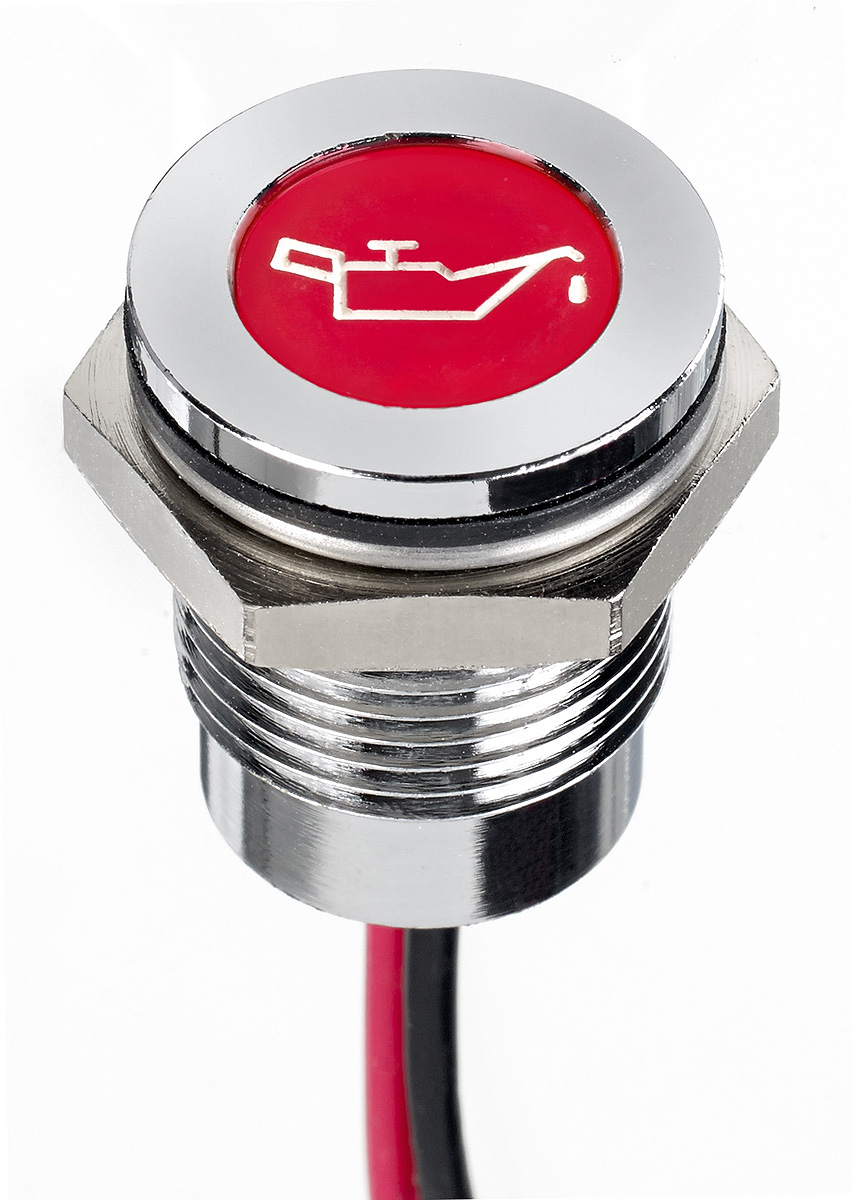 APEM Red Panel Mount Indicator, 12V dc, 14mm Mounting Hole Size, Lead Wires Termination, IP67