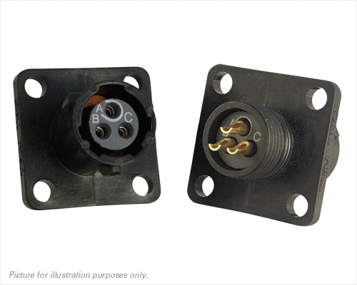 Souriau Sunbank by Eaton Circular Connector, 3 Contacts, Flange, Standard Connector, Plug, Female, IP68, IP69K, UTS