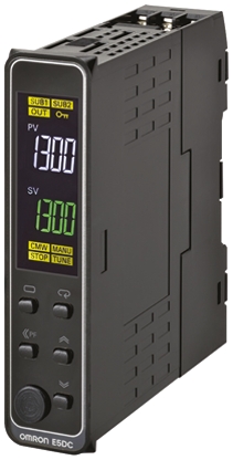 Omron E5DC DIN Rail, Panel Mount PID Temperature Controller, 48 x 48mm, 2 Output SSR, Solid State Relay, Logic, 24 V