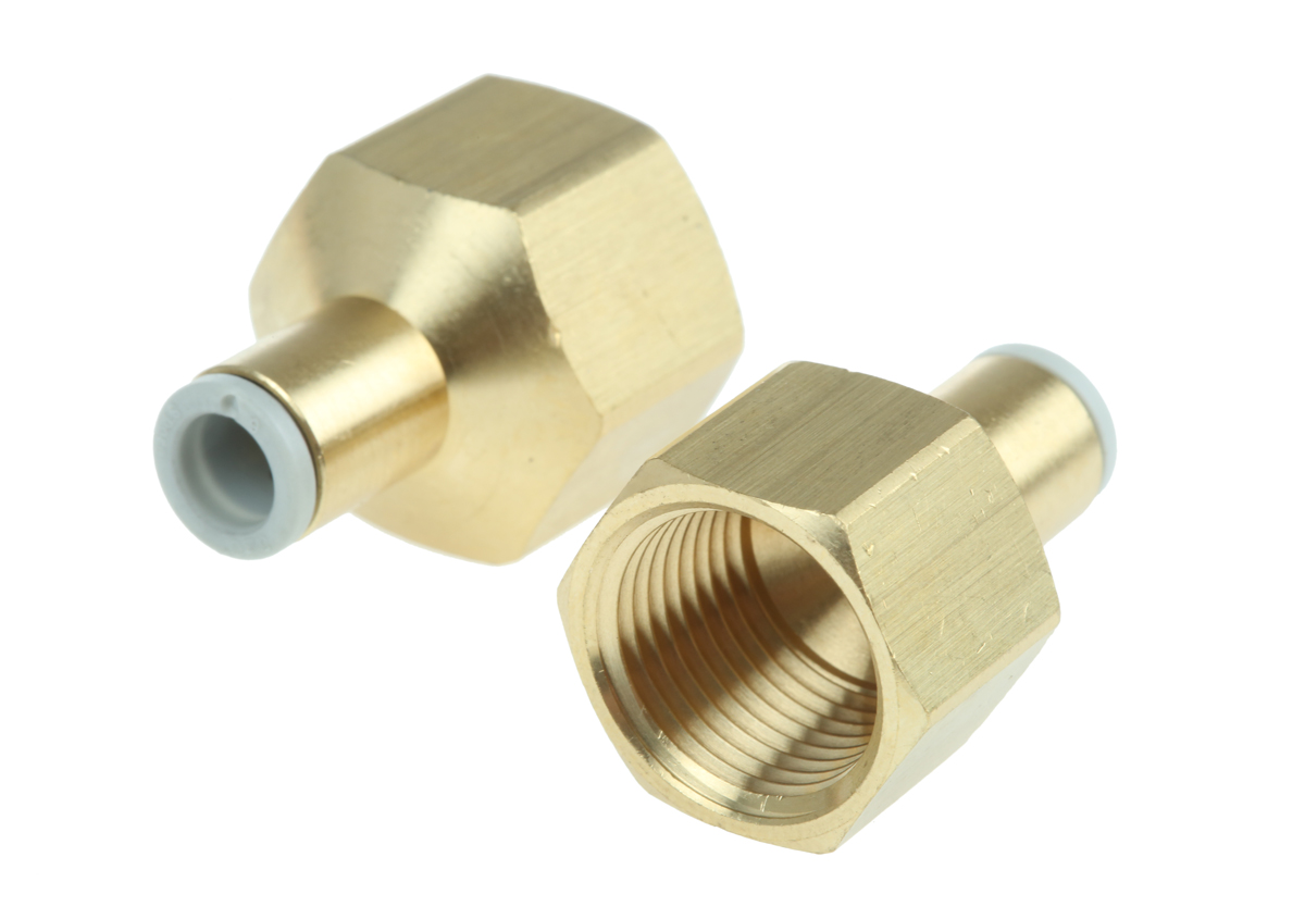 SMC KQ2 Series Straight Threaded Adaptor, Rc 3/8 Female to Push In 6 mm, Threaded-to-Tube Connection Style