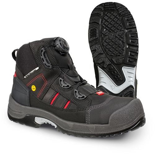 Jalas 1718 Unisex Black, Grey, Red Aluminium Toe Capped Safety Shoes, UK 8, EU 42