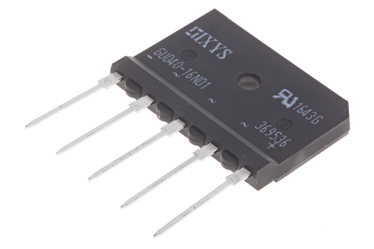 IXYS Bridge Rectifier, 40A, 1700V, 3-phase, 5-Pin