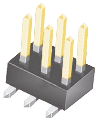 Samtec TSM Series Straight Surface Pin Header, 6 Contact(s), 2.54 mm Pitch, 2 Row, Unshrouded