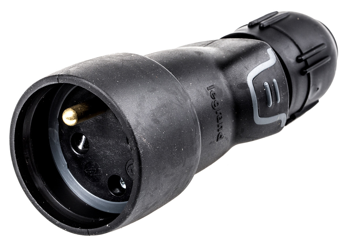 Legrand French Mains Connector, 16A Black, Cable Mount Rubber, 250 V
