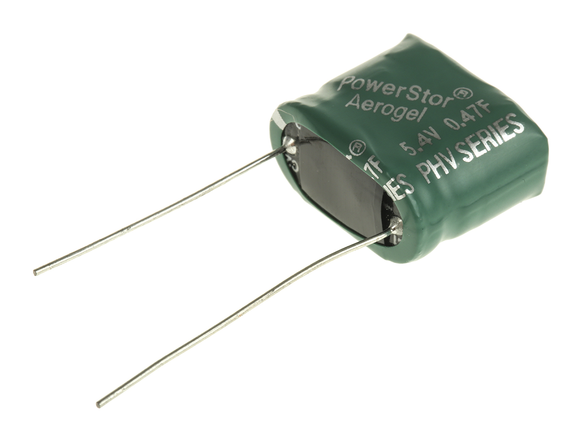 Eaton 0.47F Supercapacitor -10 → +30% Tolerance 5.4V dc, Through Hole