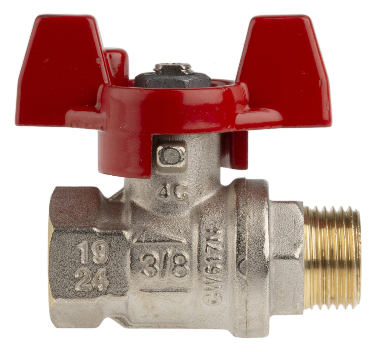 RS PRO Brass Full Bore, 2 Way, Ball Valve, Threaded, BSPP 3/8in, 40 → 30bar Operating Pressure