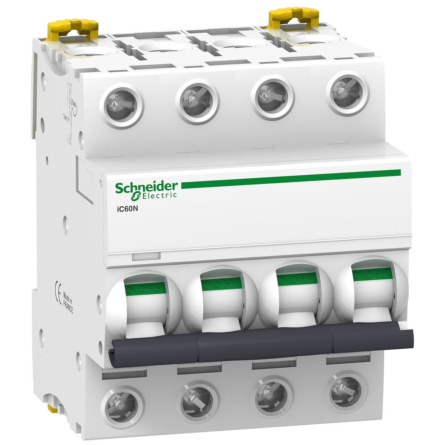 Schneider Electric Acti9 A9F76 MCB, 4P, 20A, 440V AC, 250V DC, 6000 A Breaking Capacity