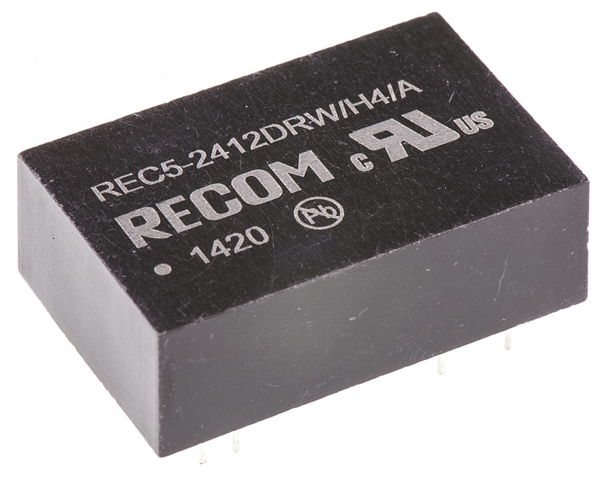 Recom REC5 DC-DC Converter, ±12V dc/ ±210mA Output, 18 → 36 V dc Input, 5W, Through Hole, +75°C Max Temp -25°C