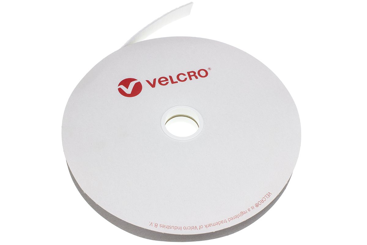 Velcro White Hook & Loop Tape, 20mm x 10m