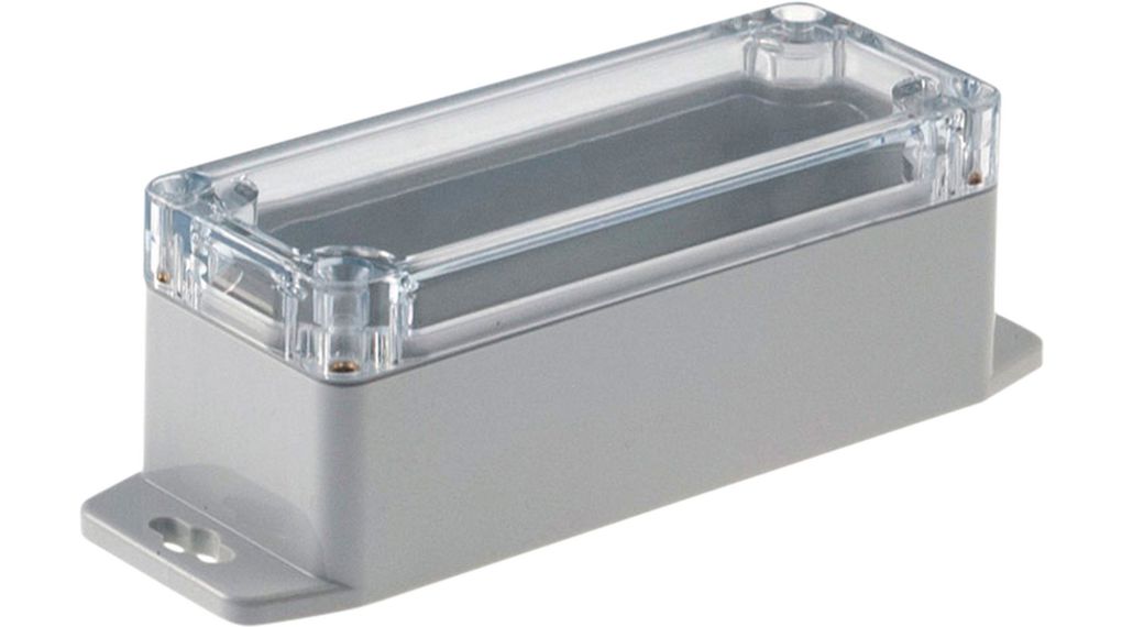RND RND 455 Series Light Grey Polycarbonate General Purpose Enclosure, IP65, Flanged, Transparent Lid, 35x90x35mm