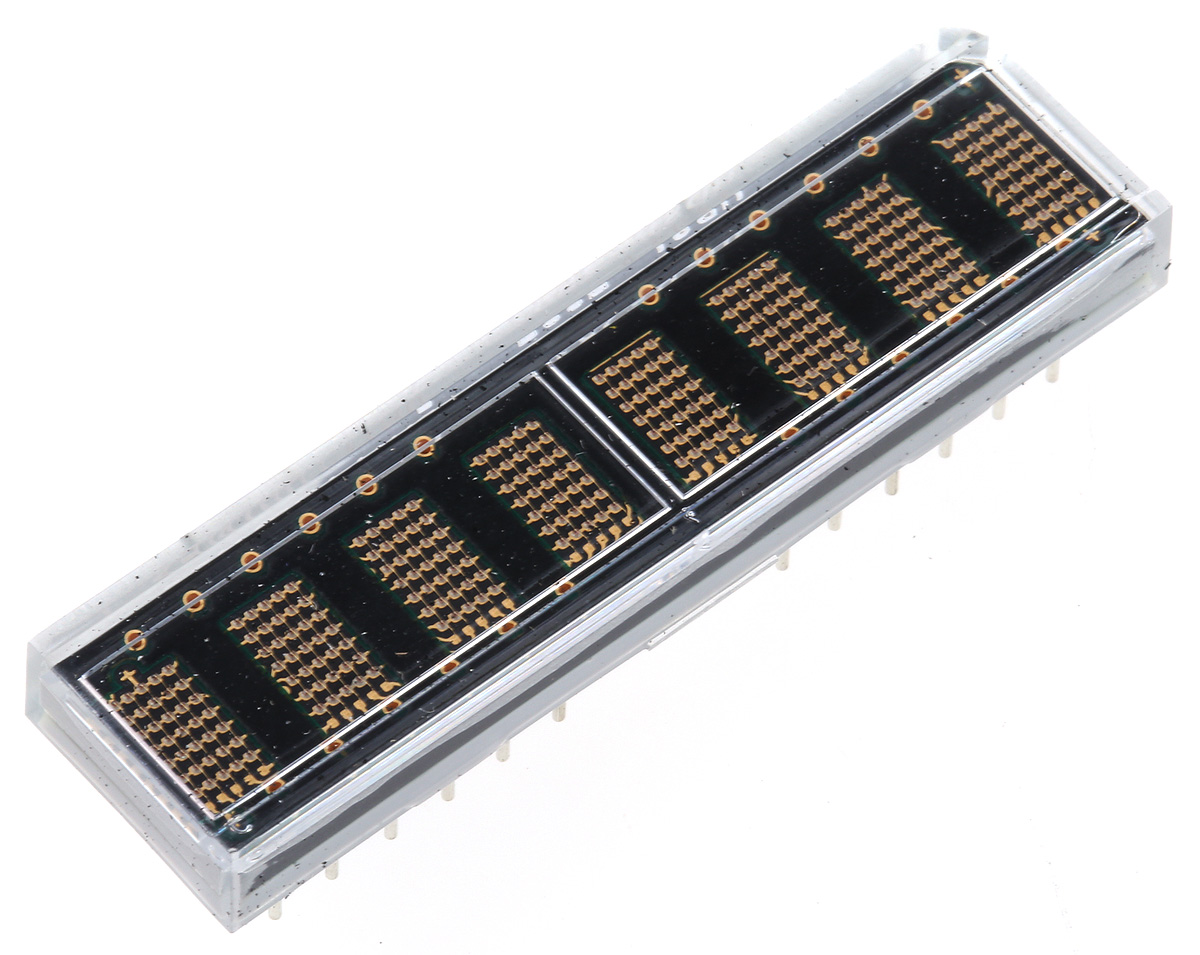 HDSP-2532 Broadcom 8 Digit Dot Matrix LED Display, 7 x 5 Dot Matrix Red 7.5 mcd 4.6mm