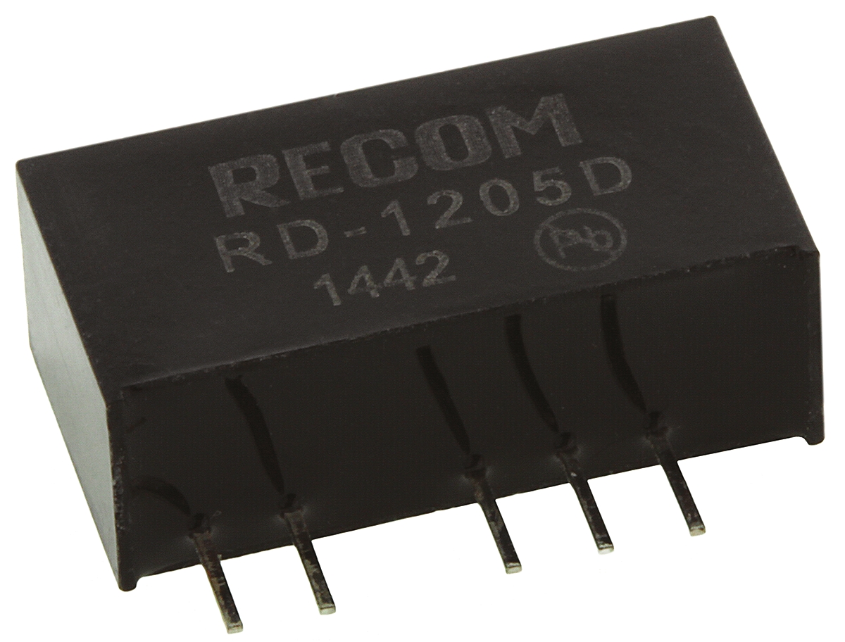 Recom RD DC-DC Converter, ±5V dc/ ±200mA Output, 10.8 → 13.2 V dc Input, 2W, Through Hole, +85°C Max Temp -40°C