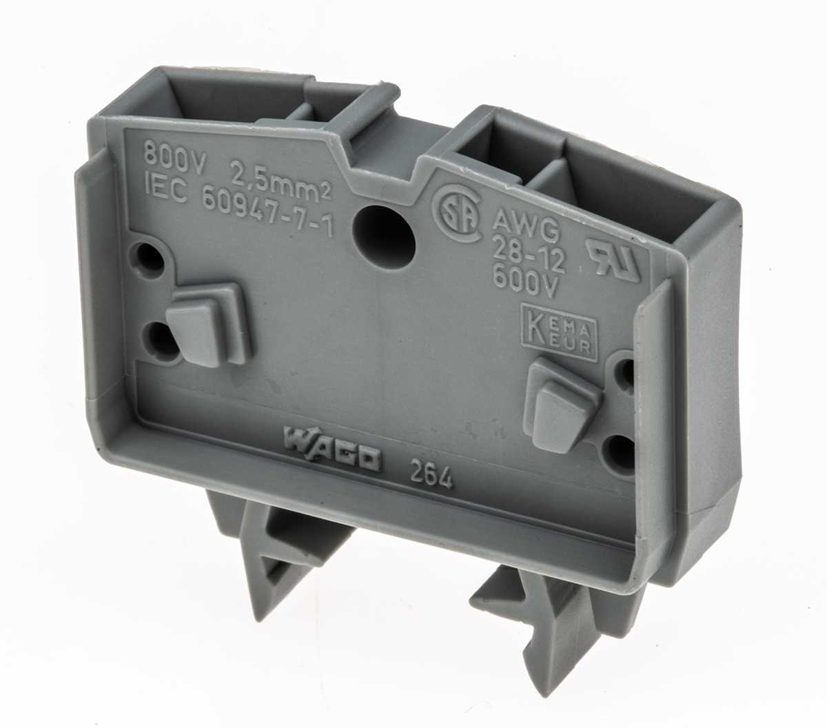 WAGO 264-701 264 Series Grey, 2.5mm², Single-Level, Cage Clamp Termination