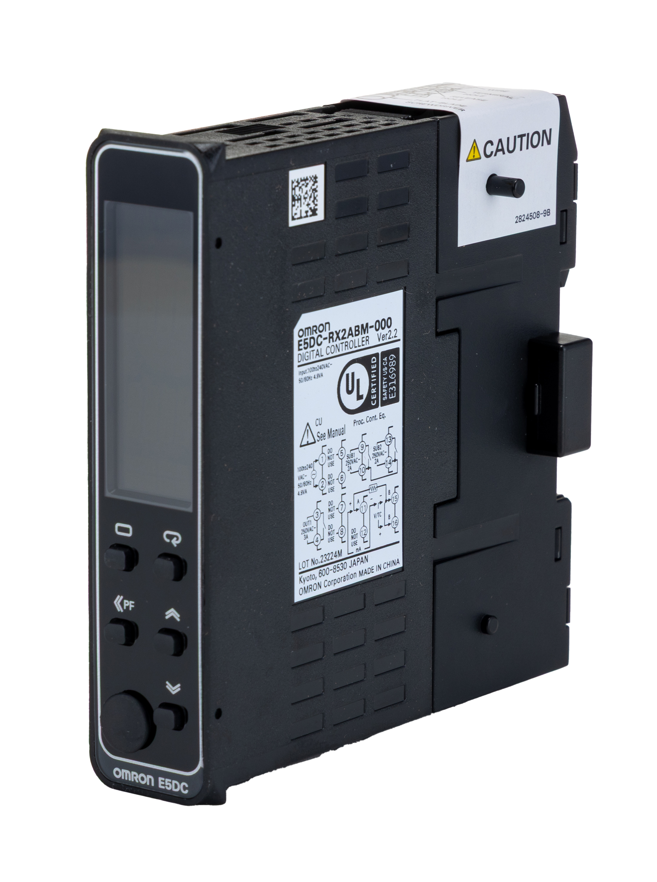 Omron E5DC DIN Rail, Panel Mount PID Temperature Controller, 48 x 48mm 1 Input, 2 Output Relay, 100 → 240 V ac Supply