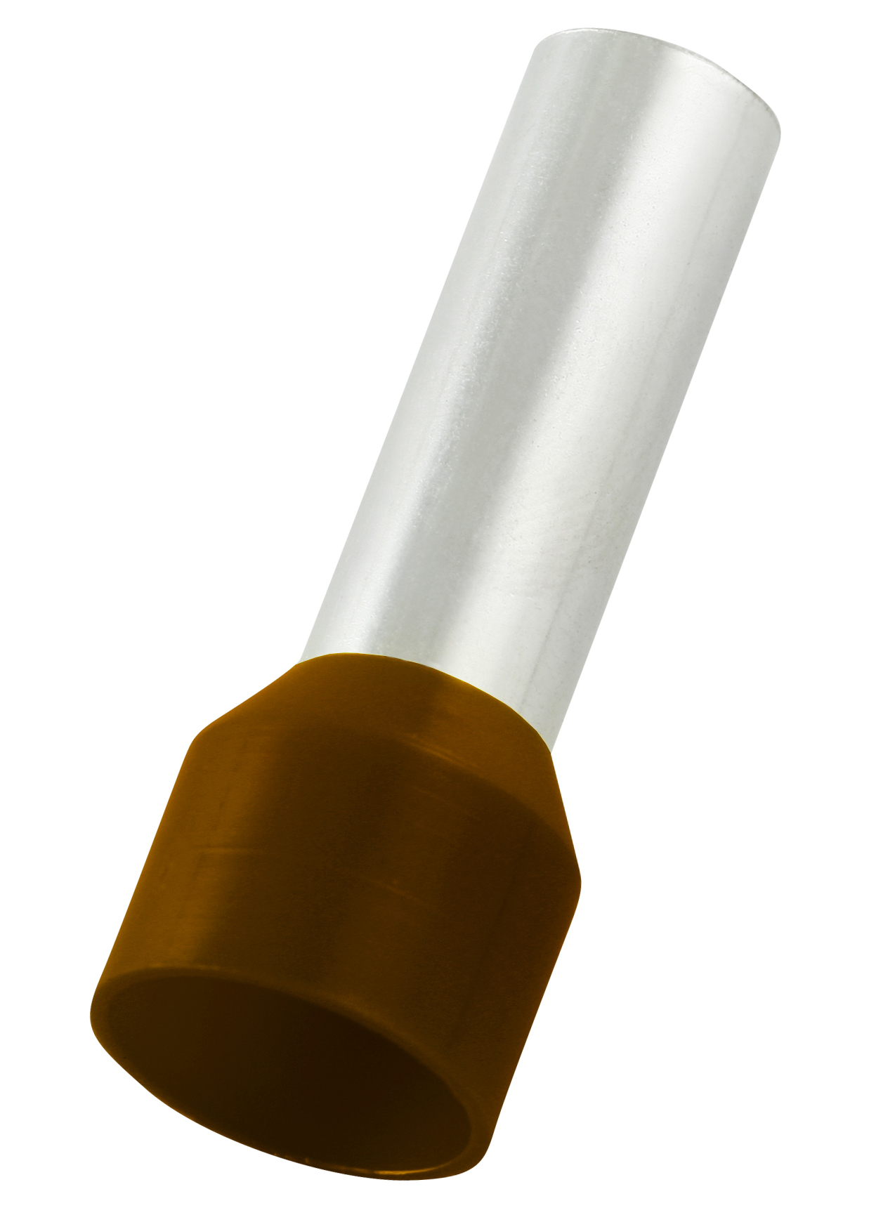 RS PRO Insulated Bootlace Ferrule, 22mm Pin Length, 7.5mm Pin Diameter, 25mm² Wire Size, Brown