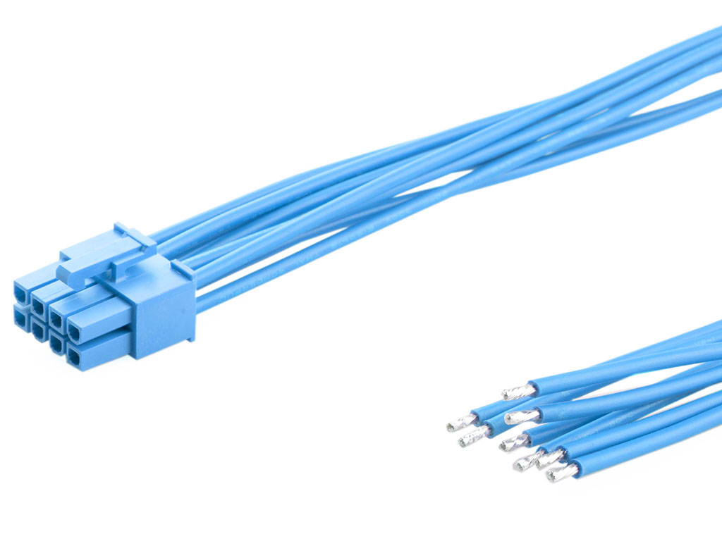 Molex 8 Way Female Crimped Terminal to 8 Way Male Pigtail Wire to Board Cable Assembly, 300mm