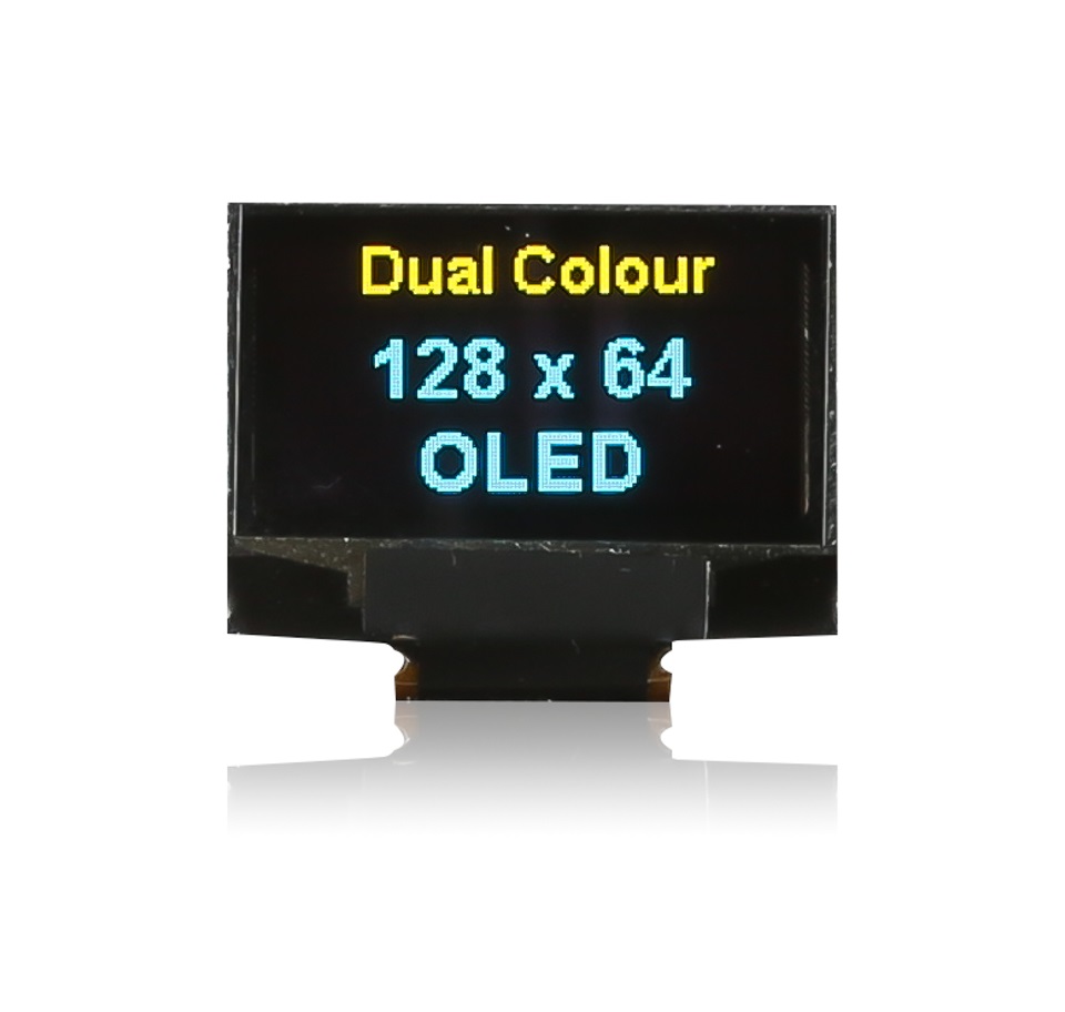 Midas 0.96in Blue/Yellow Passive matrix OLED Display 128 x 64pixels TAB I2C, Parallel, SPI Interface