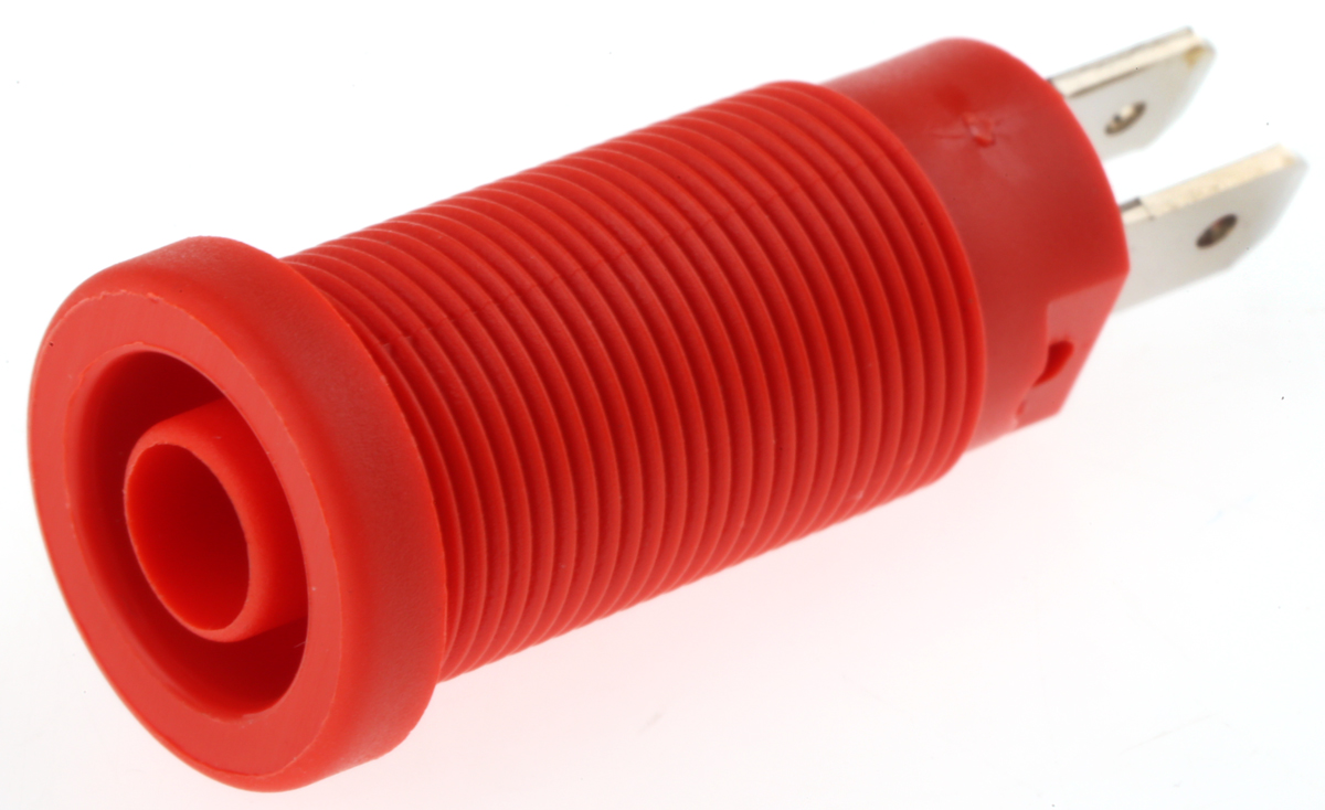 Staubli Red Female Banana Socket, 4 mm Connector, Tab Termination, 20A, 1000V, Nickel Plating