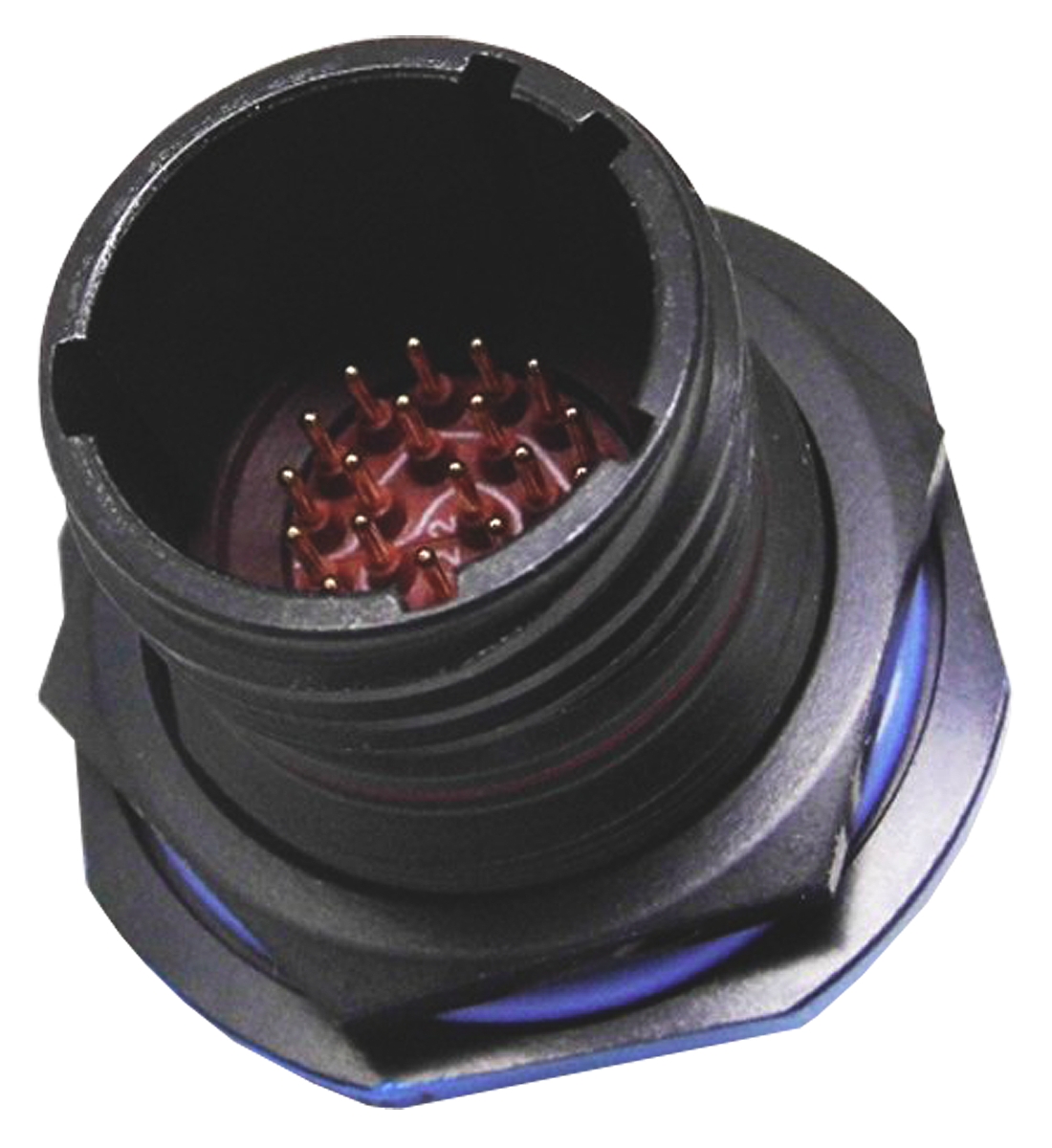 Amphenol Limited, TV, Copper Alloy 6 Way Panel Mount MIL Spec Circular Connector ReceptacleBlack, Pin Contacts,Shell