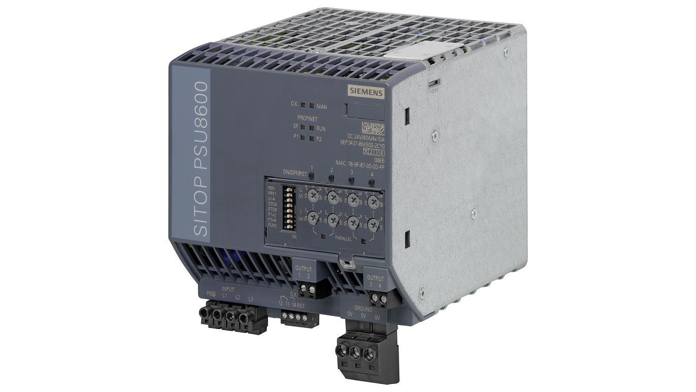 Siemens SITOP PSU8600 Switched Mode DIN Rail Power Supply, 400 → 500V ac ac Input, 24V dc dc Output, 10A Output,