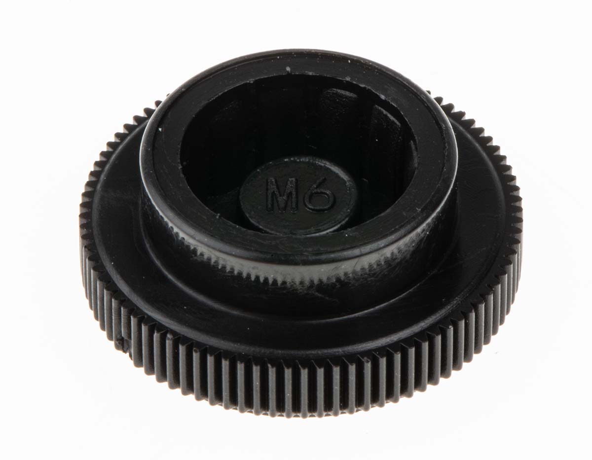 RS PRO Black Knurled Clamping Knob, M6, Unthreaded Hole