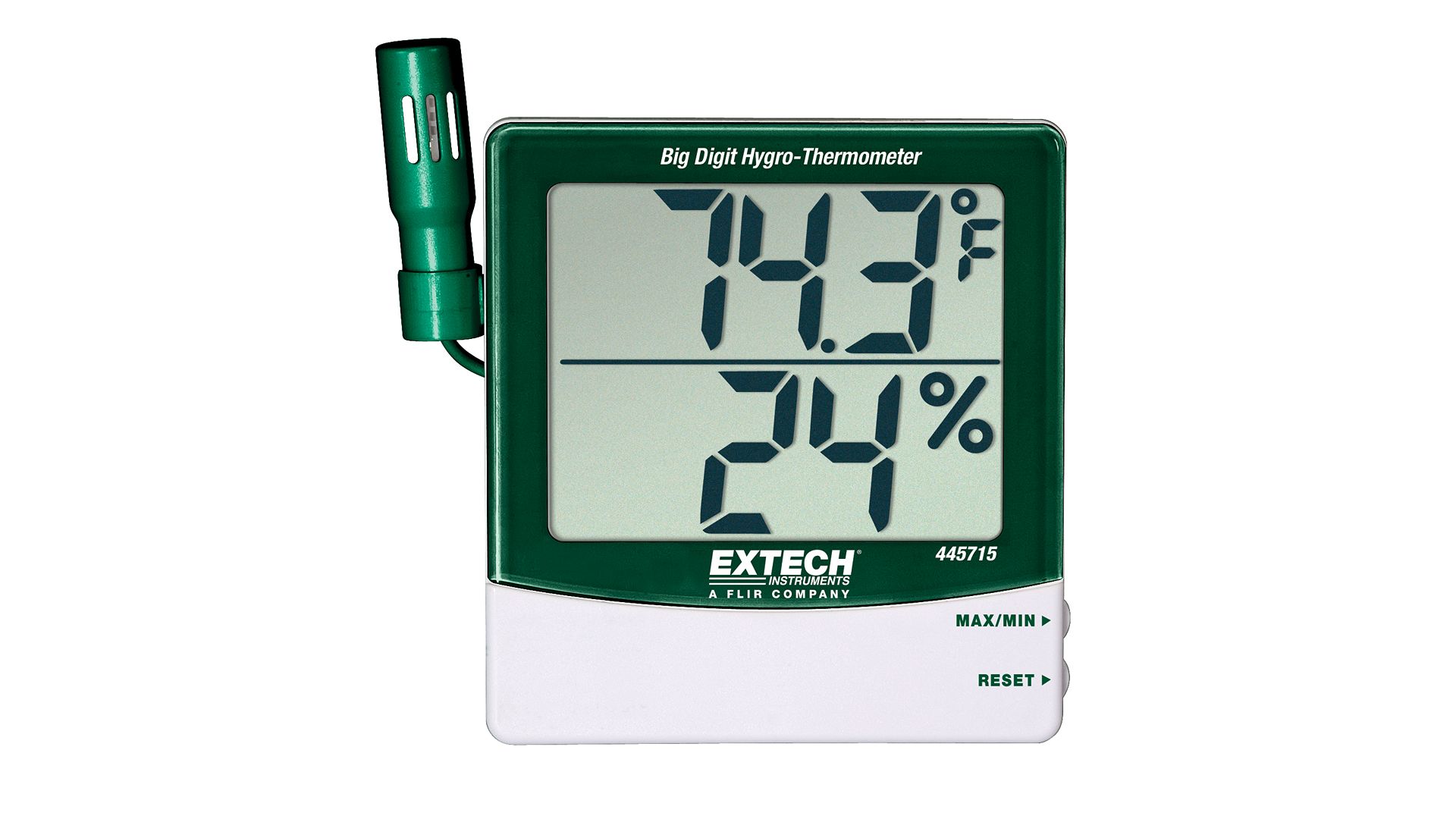 Extech 445715 Digital Hygrometer, ± 4 %RH Accuracy, +60°C Max, 99%RH Max