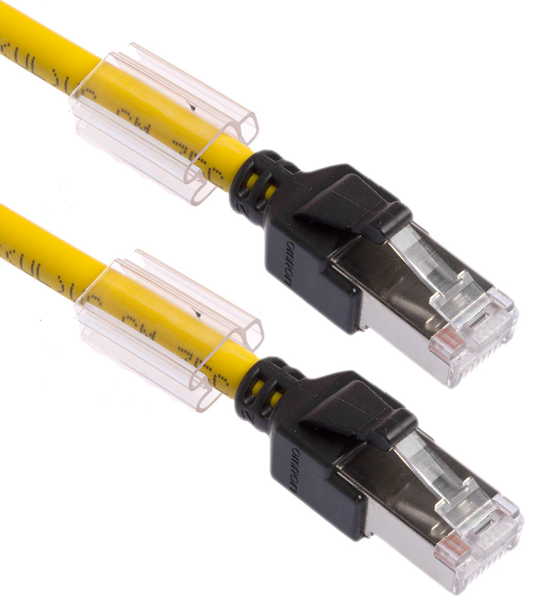 OmronXS6, 200mm Cat6a, Yellow RJ45 to Male RJ45 Male, FTP, STP Shielded, Terminated LSZH Sheath