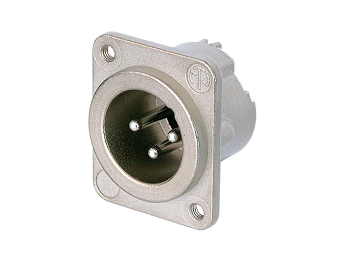 Neutrik Chassis Mount XLR Connector, Male, <50 V, 3 Way, Silver over Nickel Plating