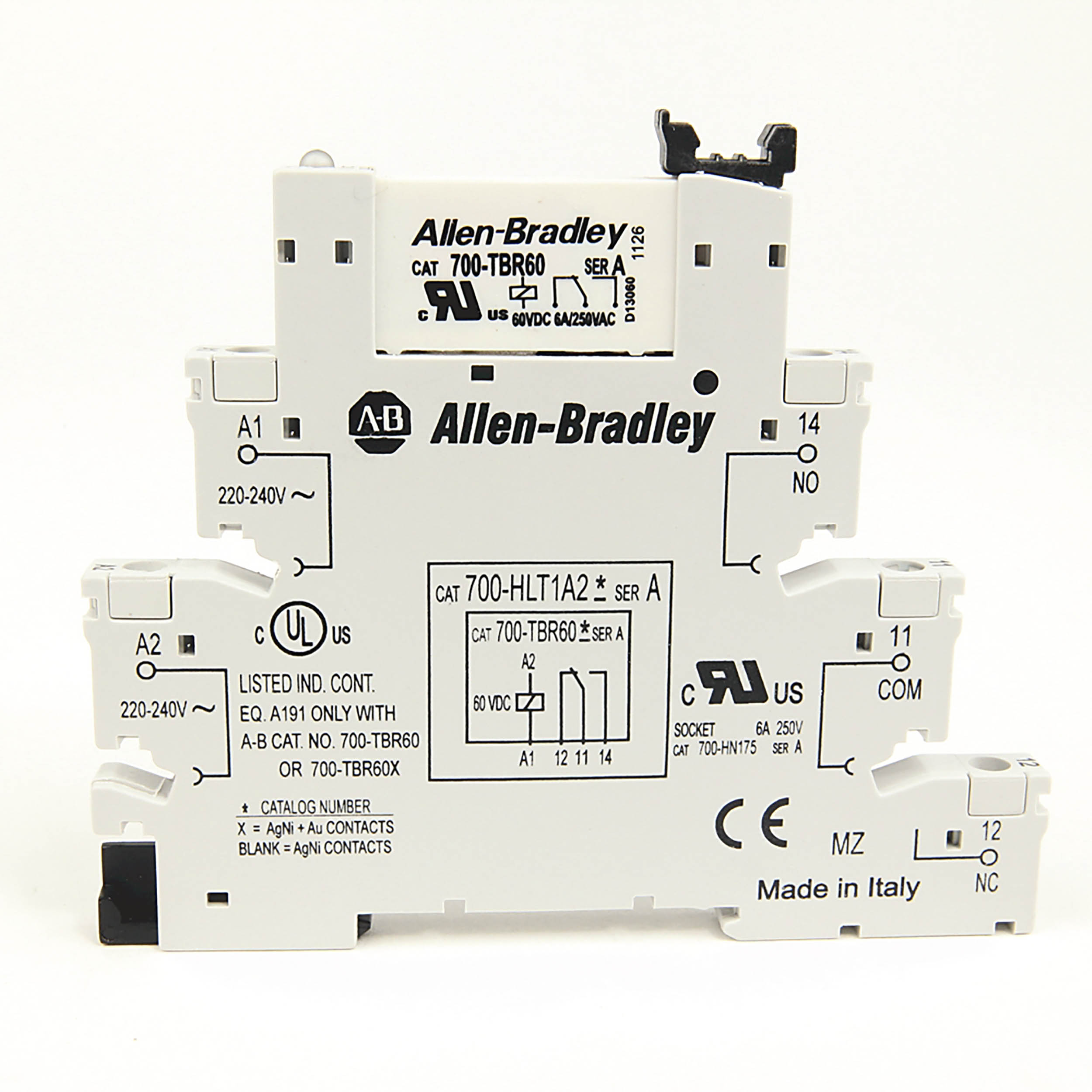 Allen Bradley 700-HL Series Interface Relay Module, DIN Rail Mount, 24V ac/dc Coil, 6A Load