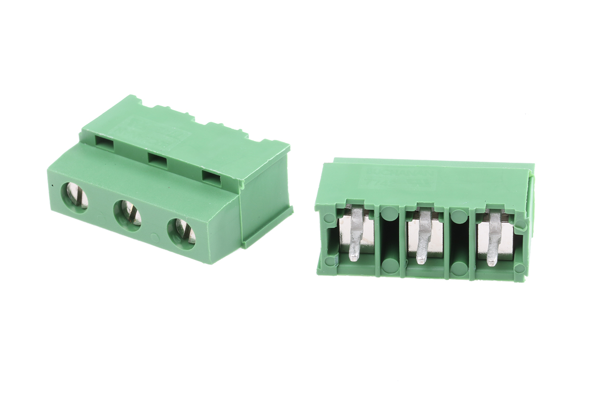 TE Connectivity Buchanan Series PCB Terminal Block, 3-Contact, 7.5mm Pitch, Through Hole Mount, 1-Row, Screw Termination