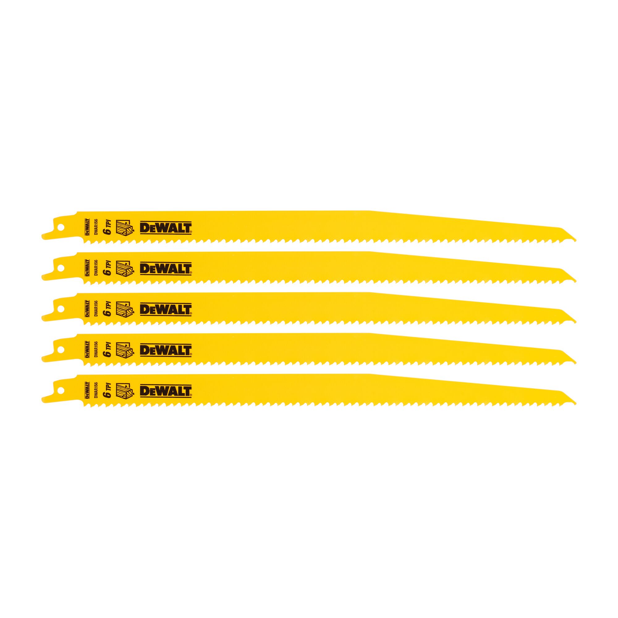DeWALT, 6 Teeth Per Inch Wood 305mm Cutting Length Reciprocating Saw Blade, Pack of 5