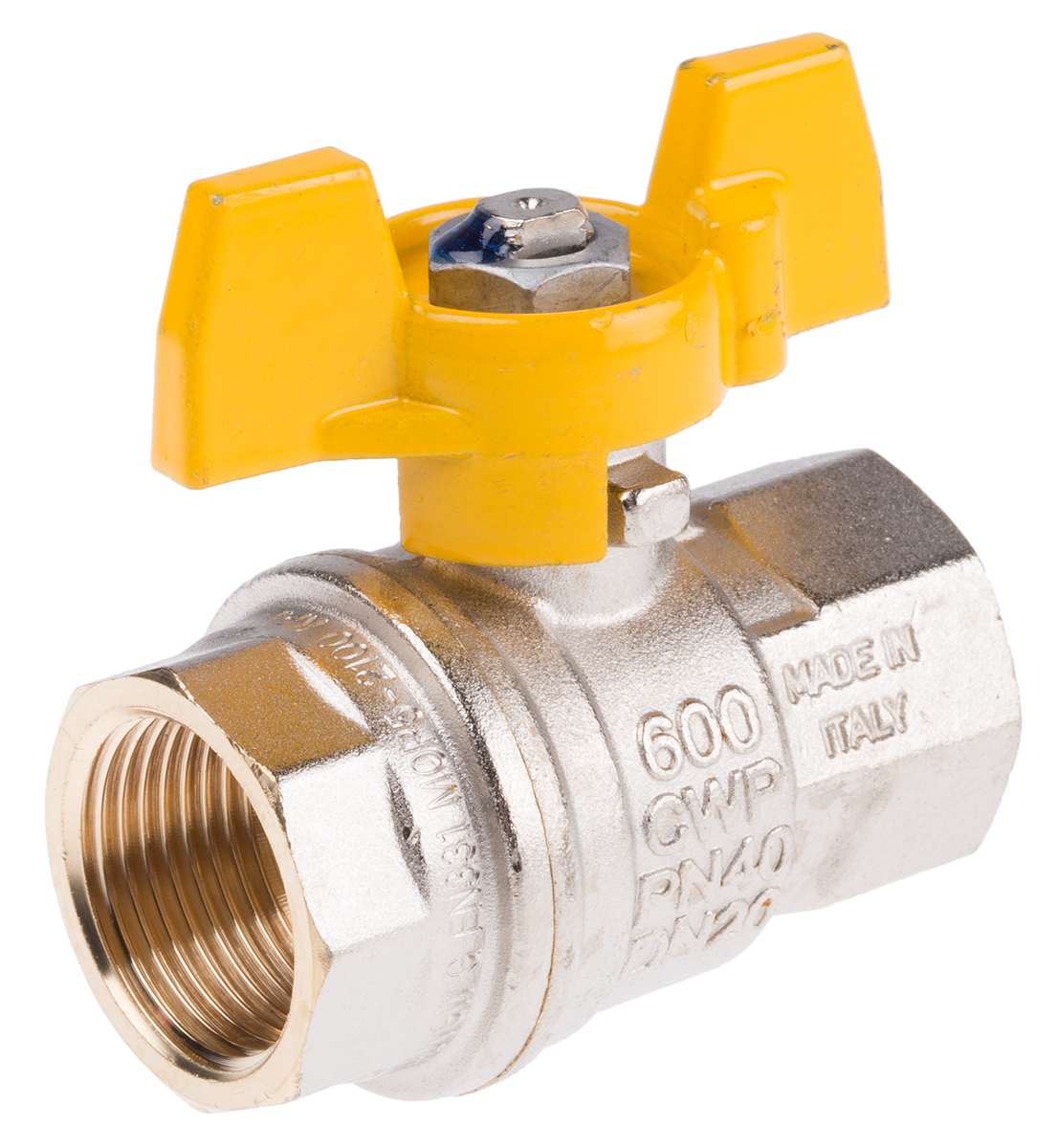 RS PRO Brass Full Bore, 2 Way, Ball Valve, Threaded, BSPP 3/4in, 40 → 30bar Operating Pressure