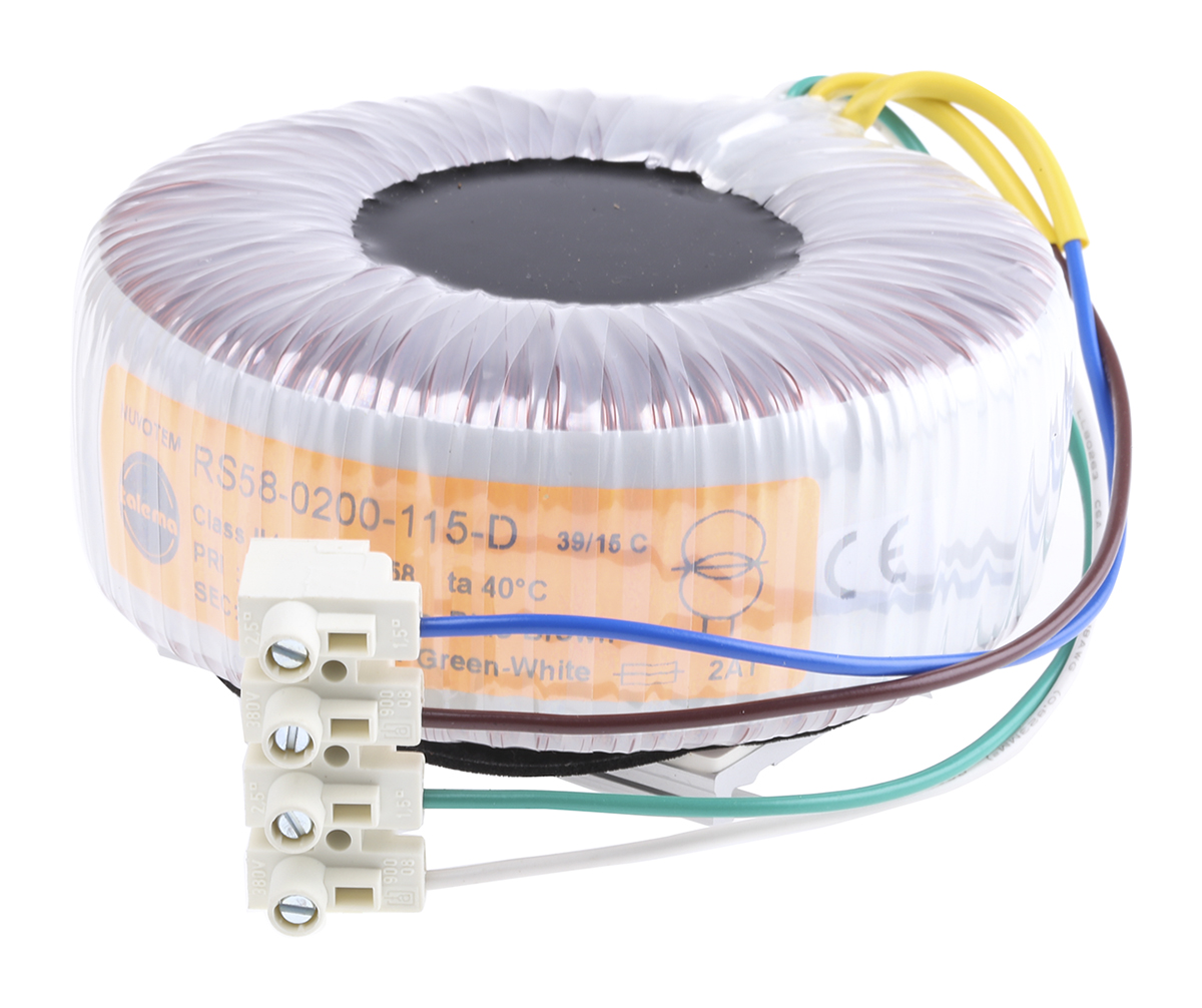 Nuvotem Talema 230V ac, 115V ac Toroidal Transformer, 200VA 1 Output